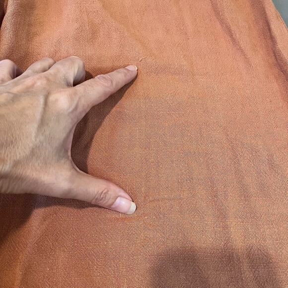 Umgee Small Orange Wide Leg Linen Blend Elastic Waist Freyed Hem Pants Pockets - Picture 9 of 9